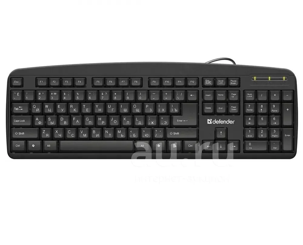 Defender Клавиатура проводная Office HB-910 RU, черный, полноразмерная.
