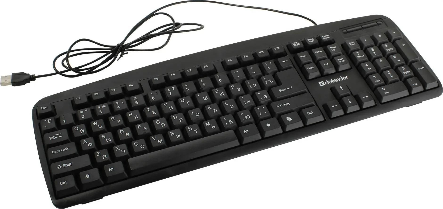 Defender Клавиатура проводная Office HB-910 RU, черный, полноразмерная.