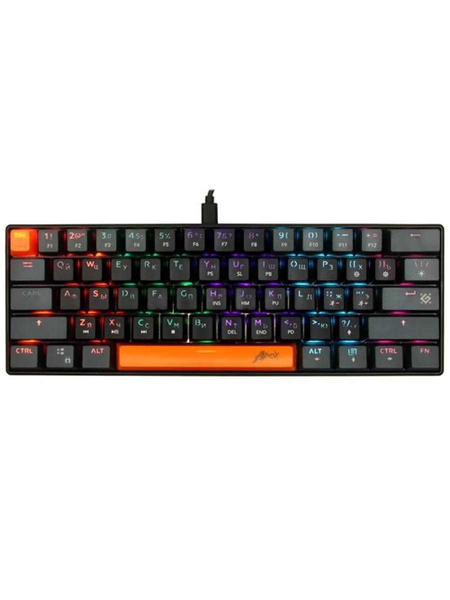 Defender Механическая клавиатура Apex GK-002 RU,3цв/черн,радуж,61к,крас,св