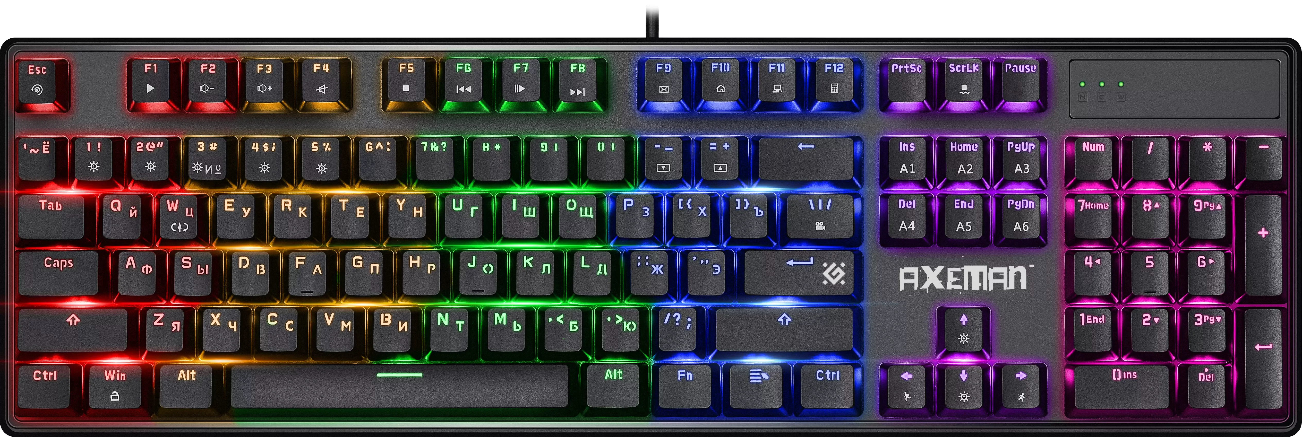 Defender Механическая клавиатура Axeman GK-302 RU,Rainbow,104+FN,кр.свитчи