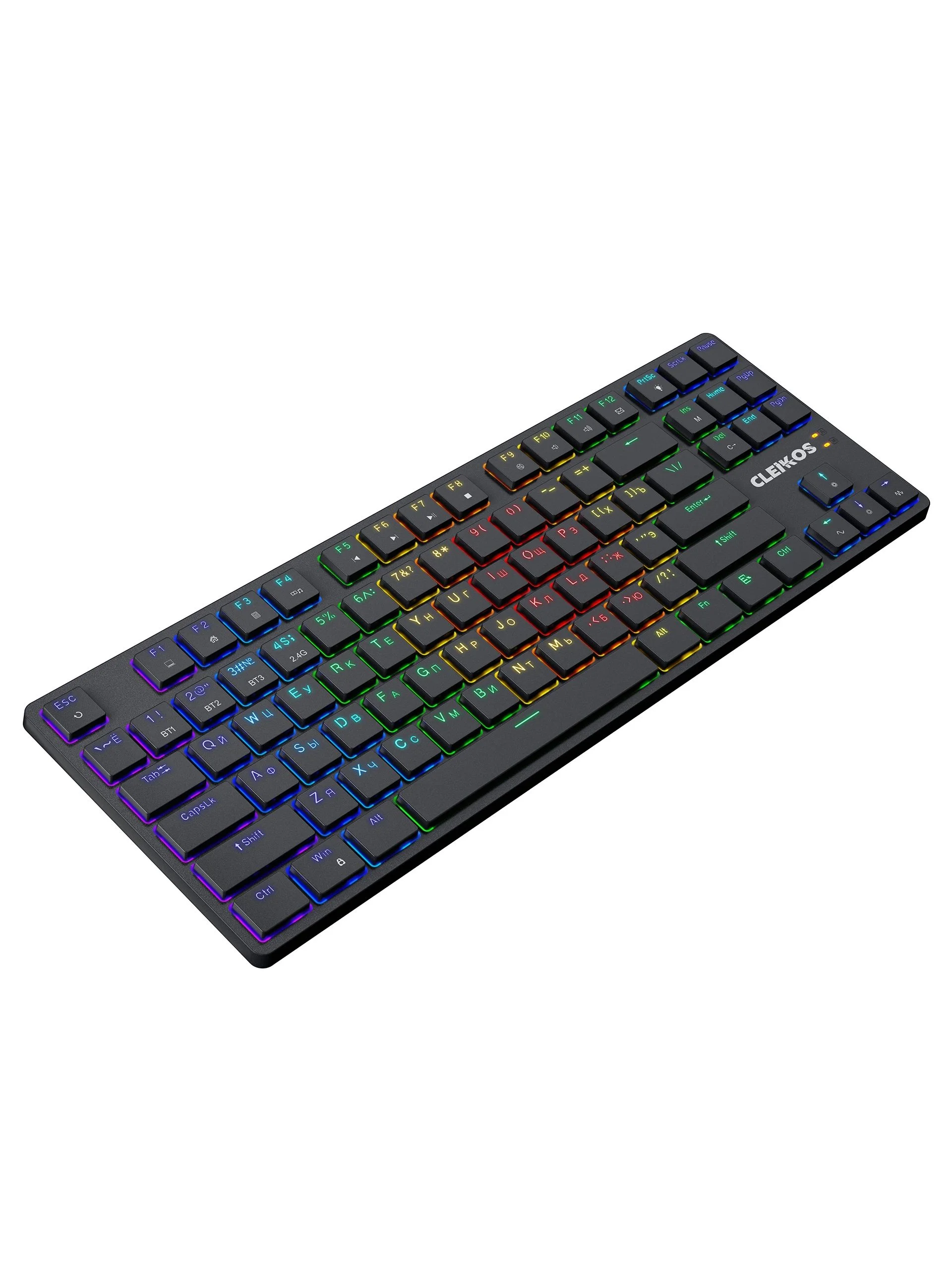 Defender Механическая клавиатура Cleikos GK-135 RU,RGB,чер,BT+2.4G,корич.св,87