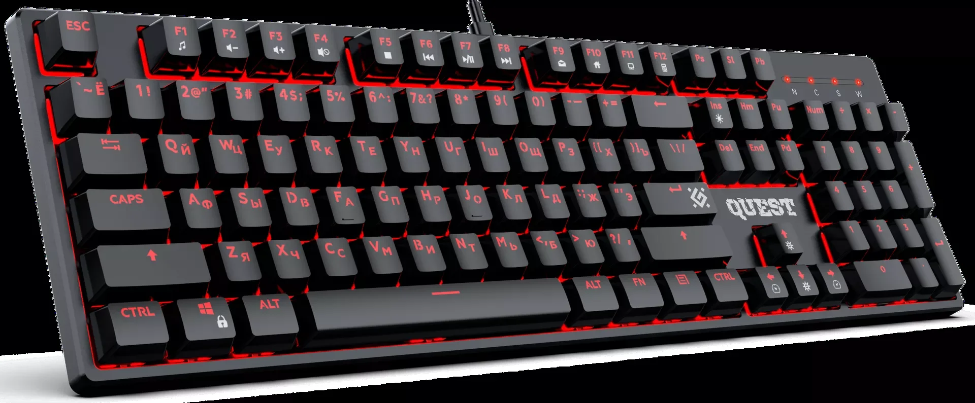 Defender Механическая клавиатура Quest GK-596 RU,черный,104кн,SNK красные