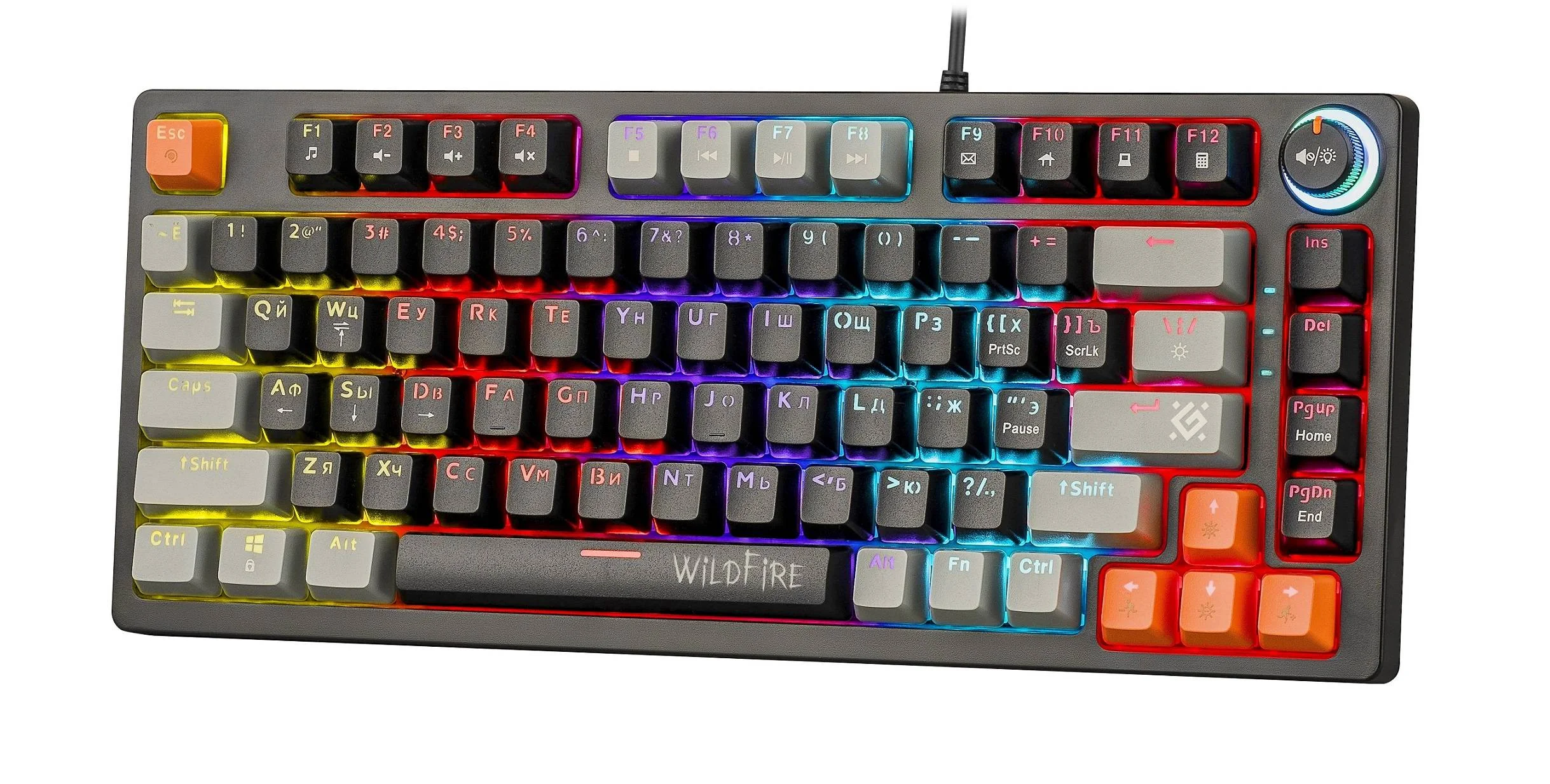 Defender Механическая клавиатура Wildfire GK-213 RU,сер/чер,82кн,TNT розов,1.5м