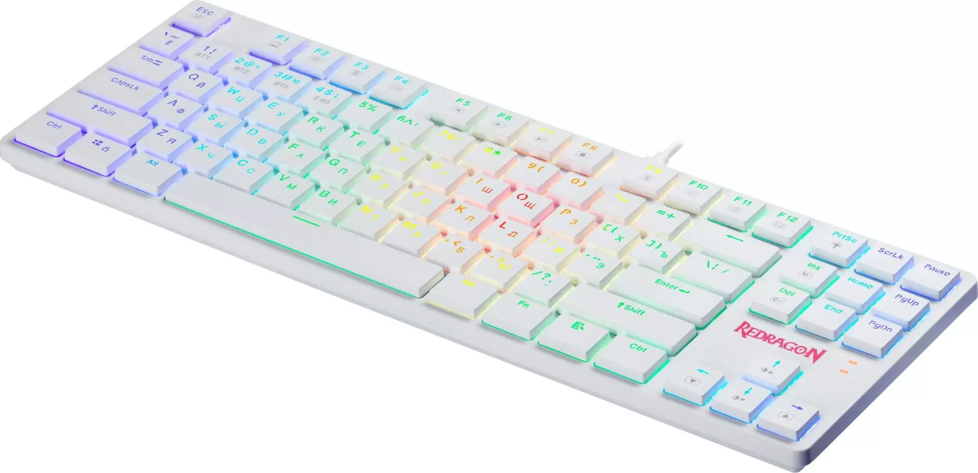 Redragon Механическая клавиатура Anubis RU,RGB,белый,BT+2.4G,тонкая