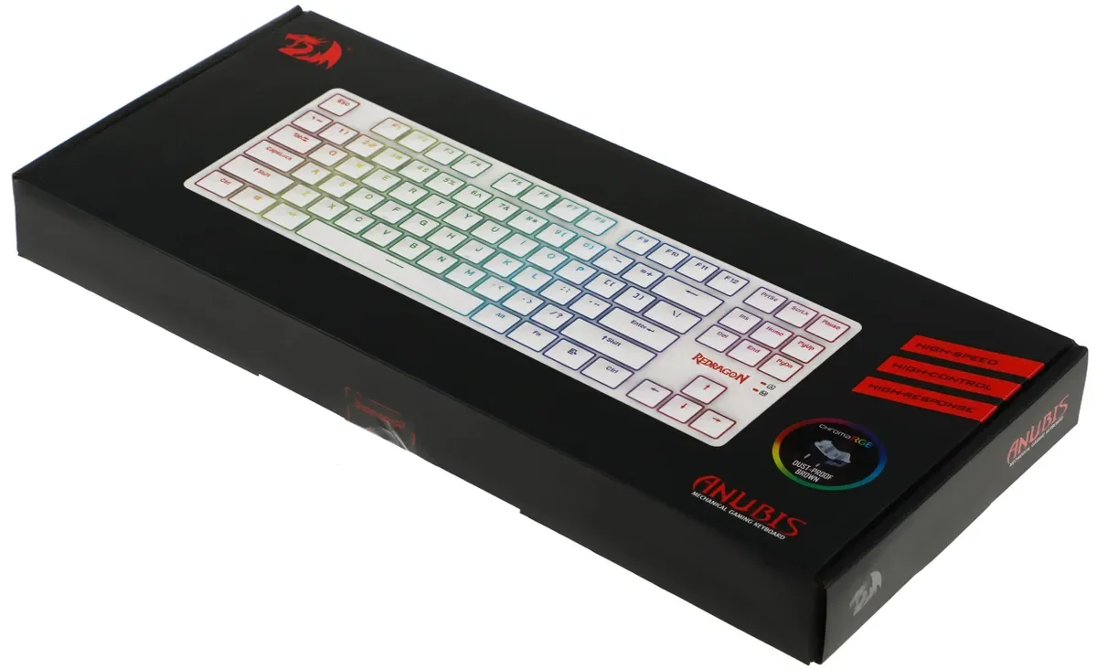 Redragon Механическая клавиатура Anubis RU,RGB,белый,BT+2.4G,тонкая
