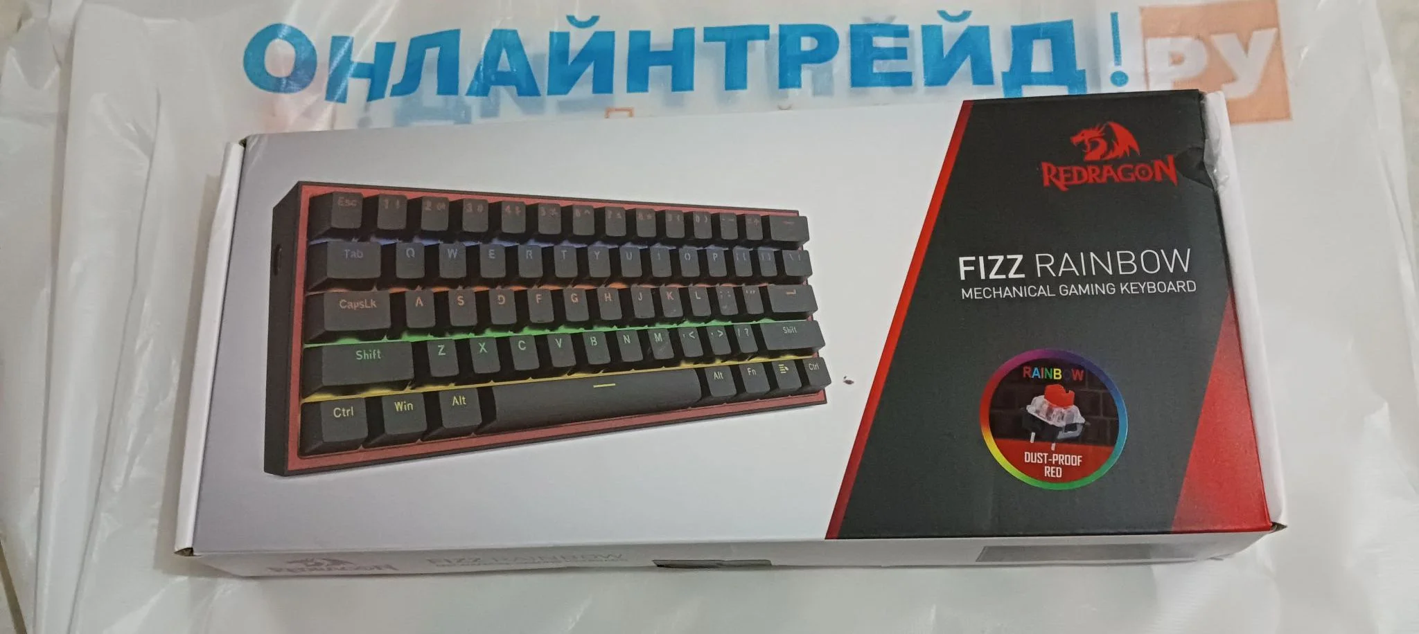 Redragon Механическая клавиатура Fizz RU,Rainbow,беж-желт,red свитч