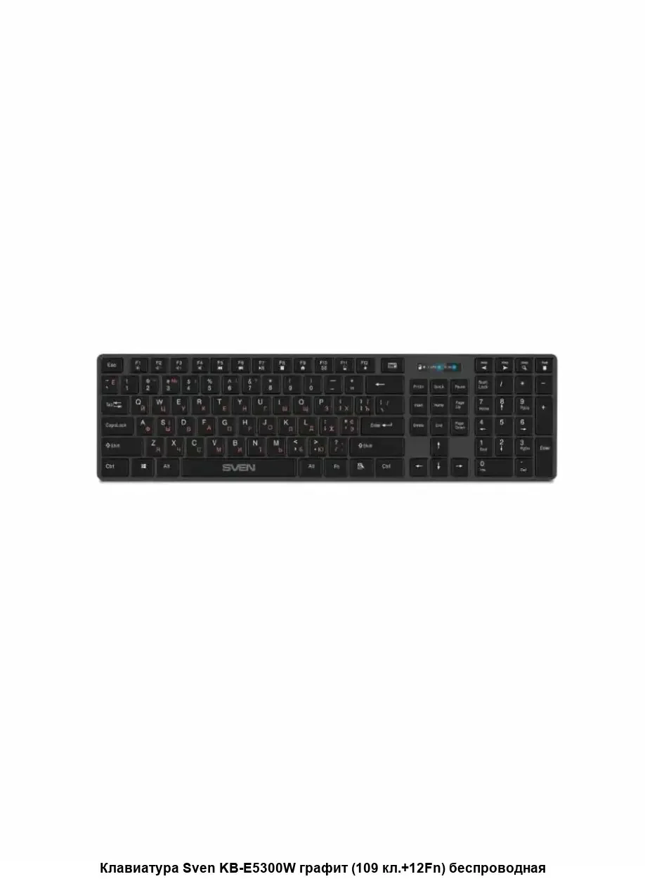 SVEN Клавиатура беспроводная KB-E5300W графит (109 кл.+12Fn)