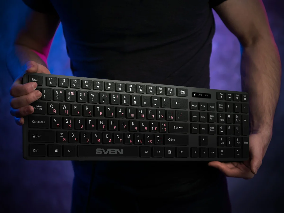 SVEN Клавиатура беспроводная KB-E5300W графит (109 кл.+12Fn)