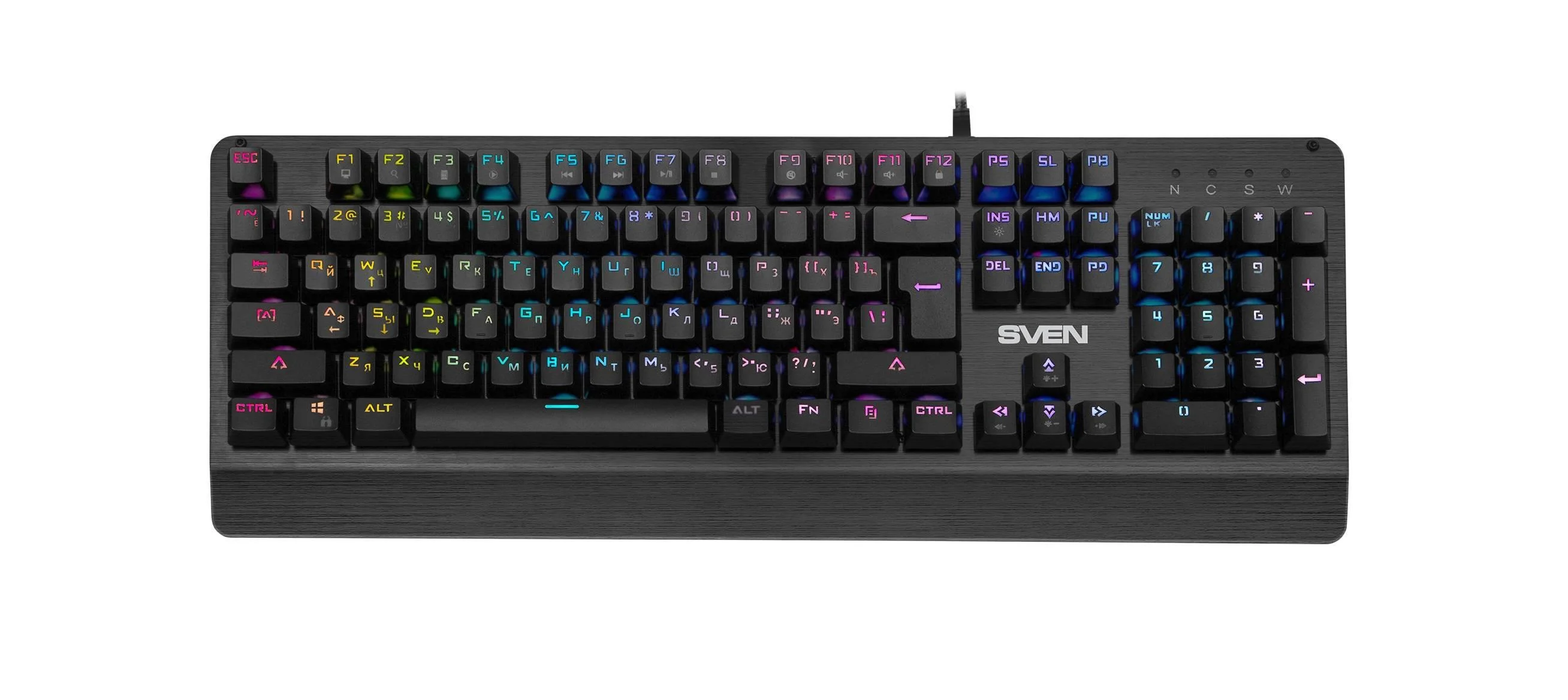 SVEN Клавиатура игровая механическая KB-G9700 (104 кл.+12Fn,RED switch, RGB, мет. корпус)