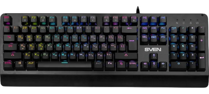 SVEN Клавиатура игровая механическая KB-G9700 (104 кл.+12Fn,RED switch, RGB, мет. корпус)