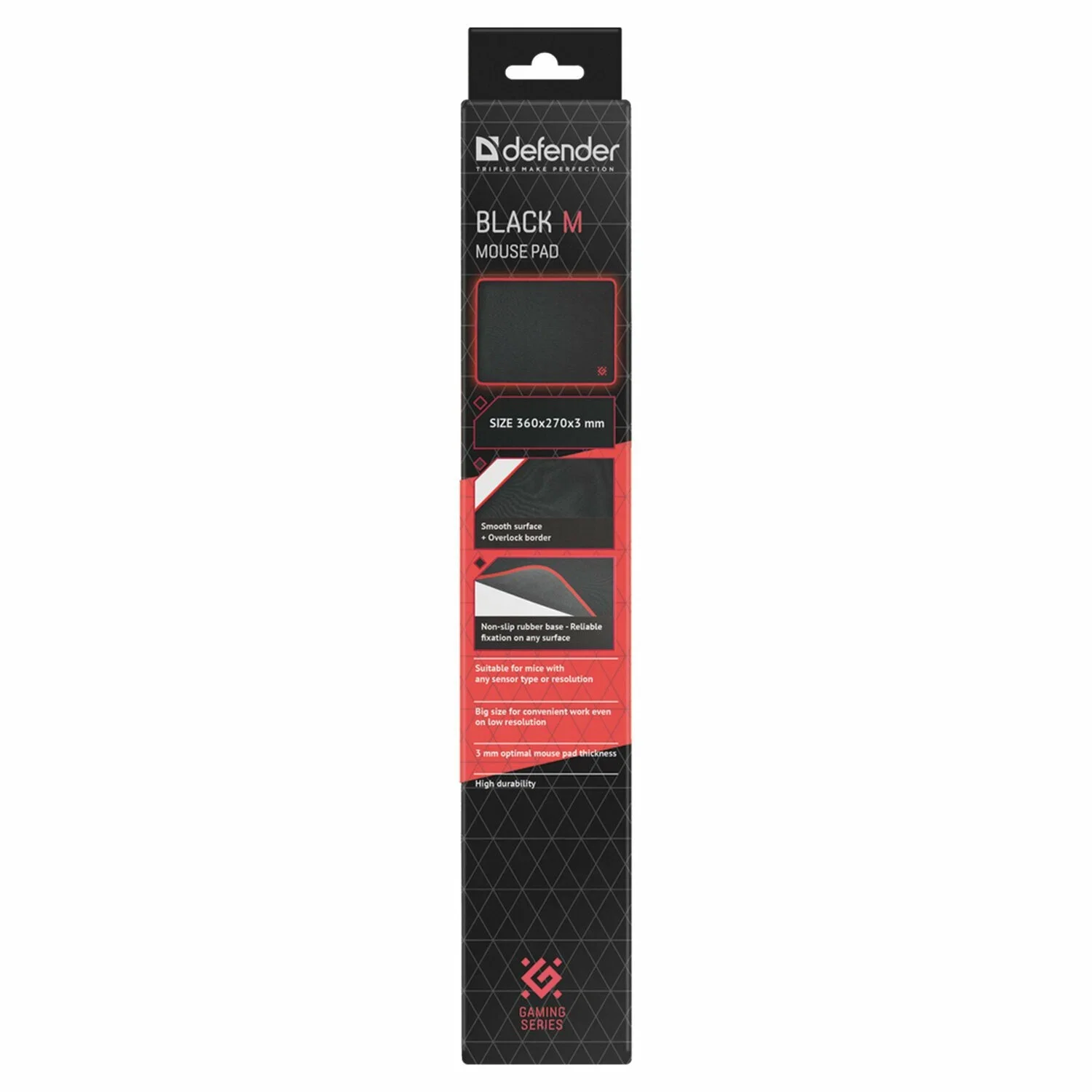 Defender Игровой коврик Black M 360x270x3 мм, ткань+резина.
