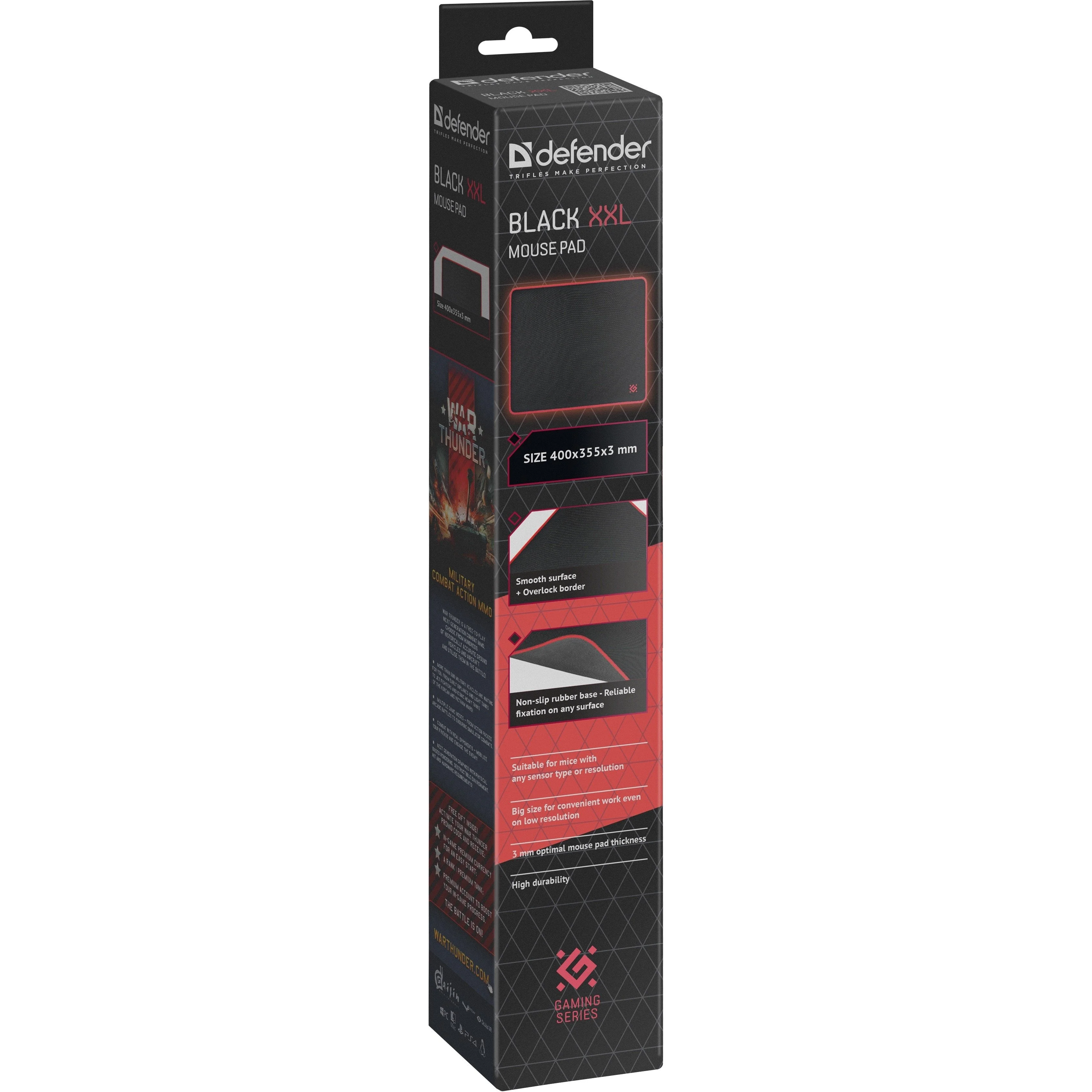 Defender Игровой коврик Black XXL 400x355x3 мм, ткань+резина