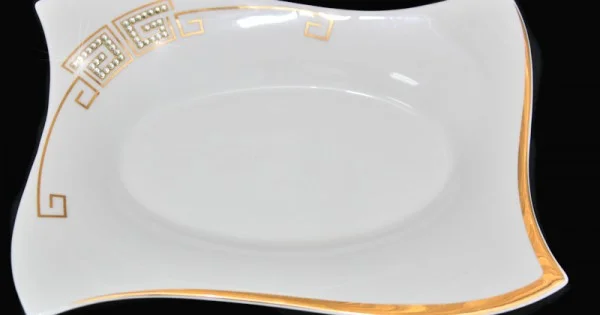 LENARDI Прямоугольное блюдо 25см.GIVENCHI GOLD в под.уп.(х12) Фарфор