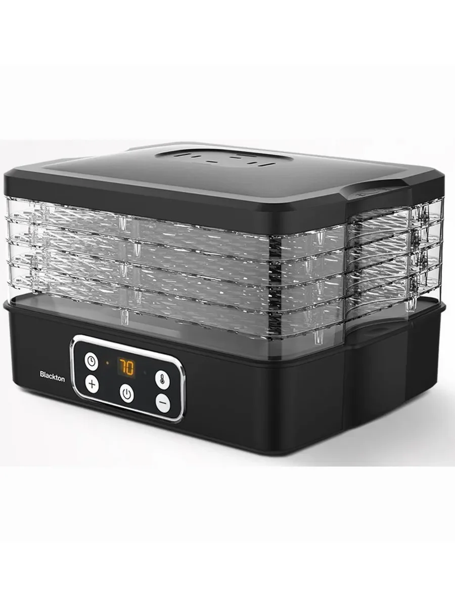 Сушилка для овощей и фруктов Blackton Bt FD1112 Black, Мощность 240 Вт, Регулировка температуры 35-70 °С, Таймер 1-72 часа