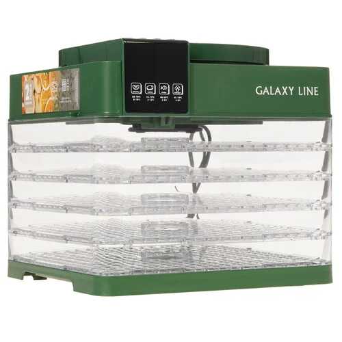 Сушилка для овощей и фруктов Galaxy Line GL 2630, зеленый, с электронным управлением, 450 Вт