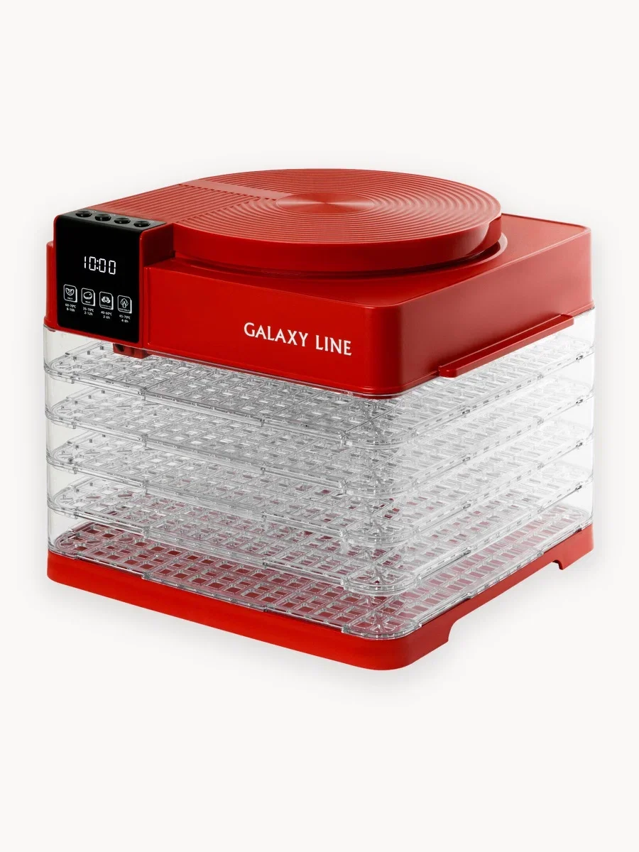 Сушилка для овощей и фруктов Galaxy Line GL 2630, красный, с электронным управлением, 450 Вт