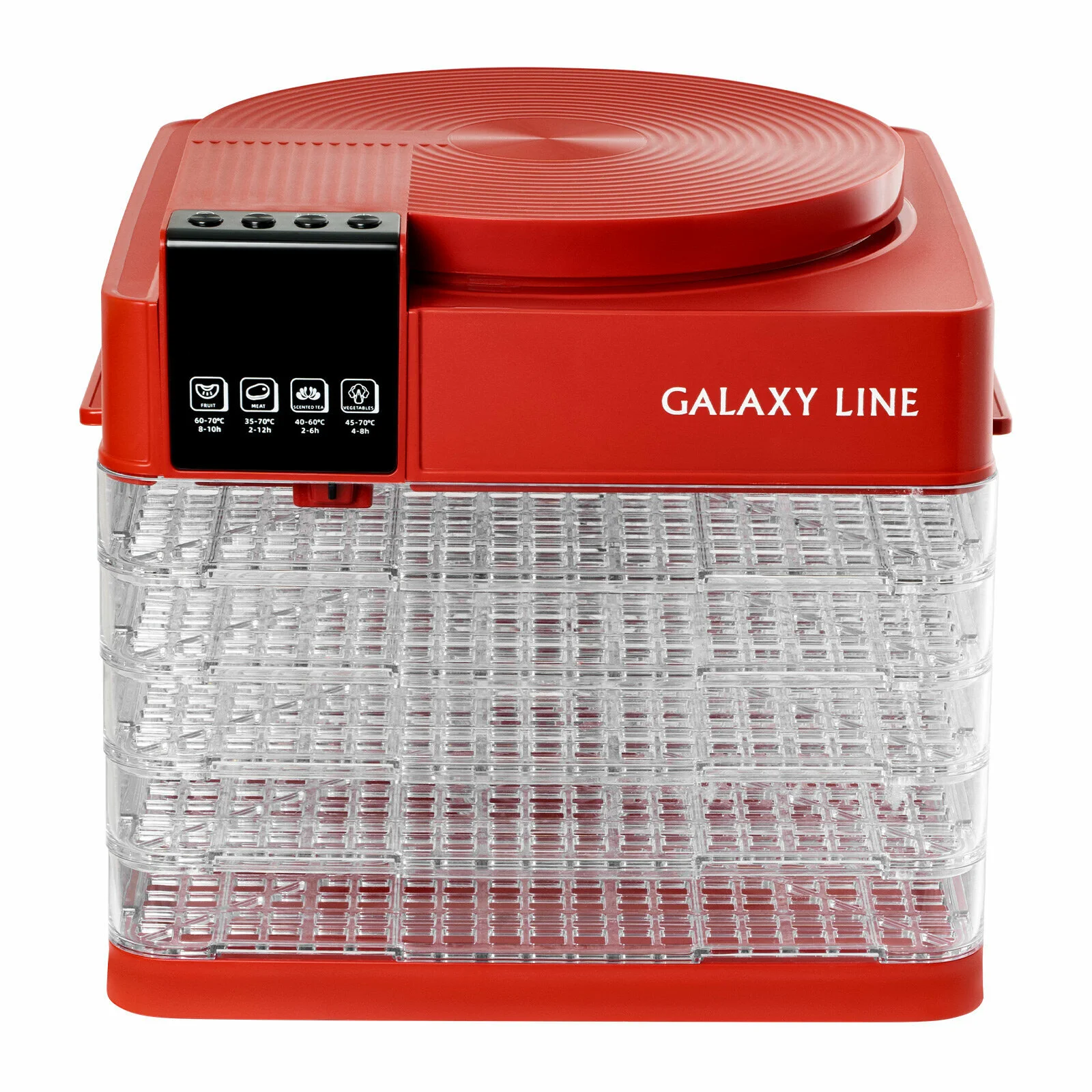 Сушилка для овощей и фруктов Galaxy Line GL 2630, красный, с электронным управлением, 450 Вт