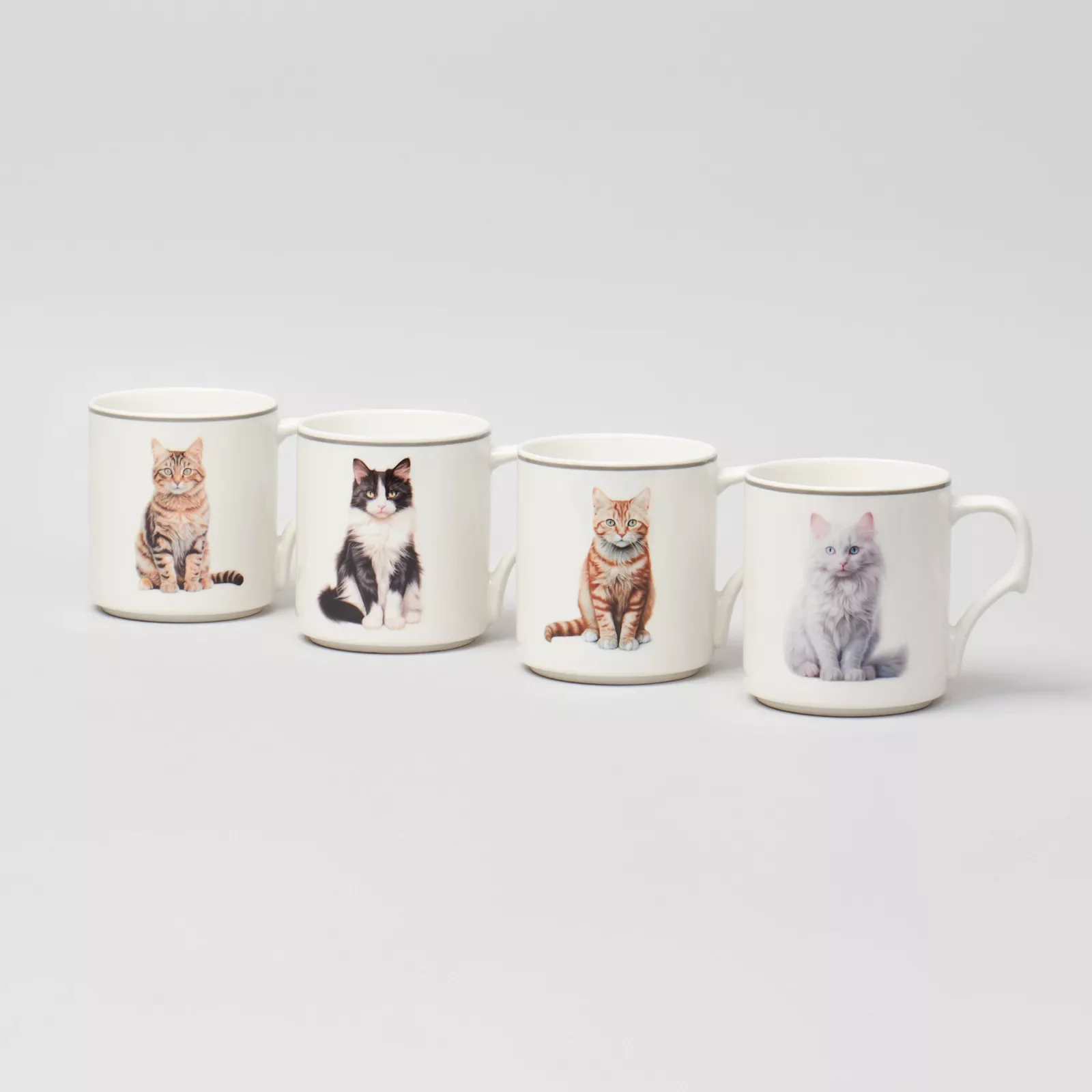 НАБОР КРУЖЕК "MEOW" 4ШТ НА ПОДСТАВКЕ 368МЛ. (КОР=8ШТ.)