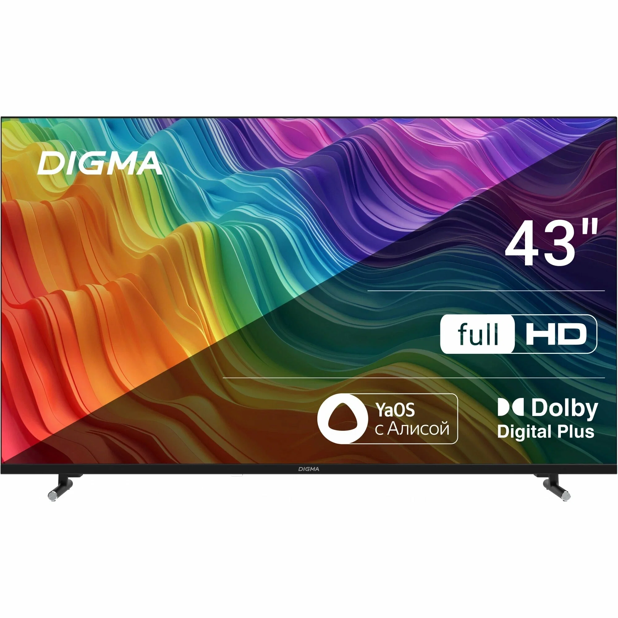 Телевизор LED 32" Digma DM-LED32SBB33 1920x1080, FHD, 60 Гц, Smart TV, YaOS, черный