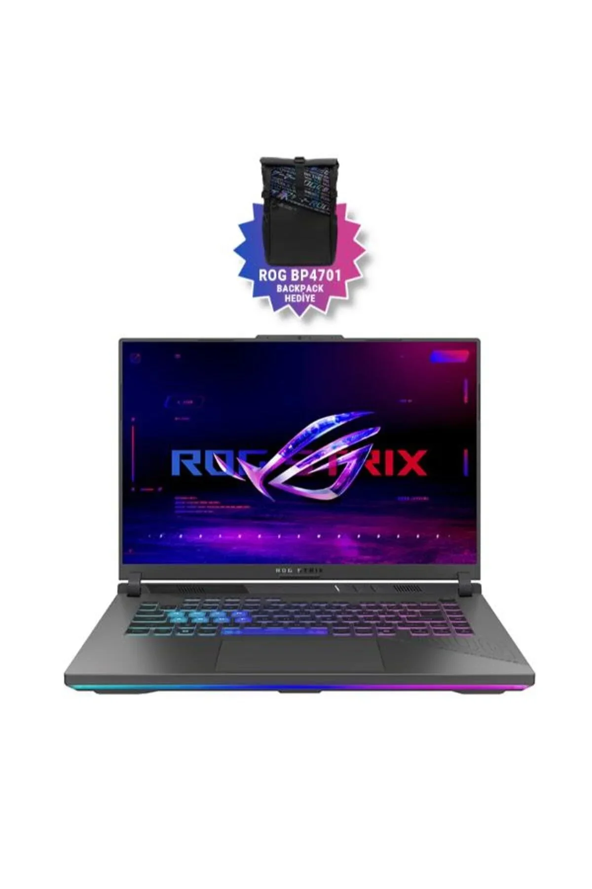 Ноутбук ASUS ROG Strix G16 G614PR-RV027 AMD Ryzen 9 8940HX/16Gb/SSD1Tb/RTX5070 Ti 12Gb (140W)/16"/IPS/WUXGA/1920x1200/165Hz/NoOS/Eclipse Gray/2.5kg (9