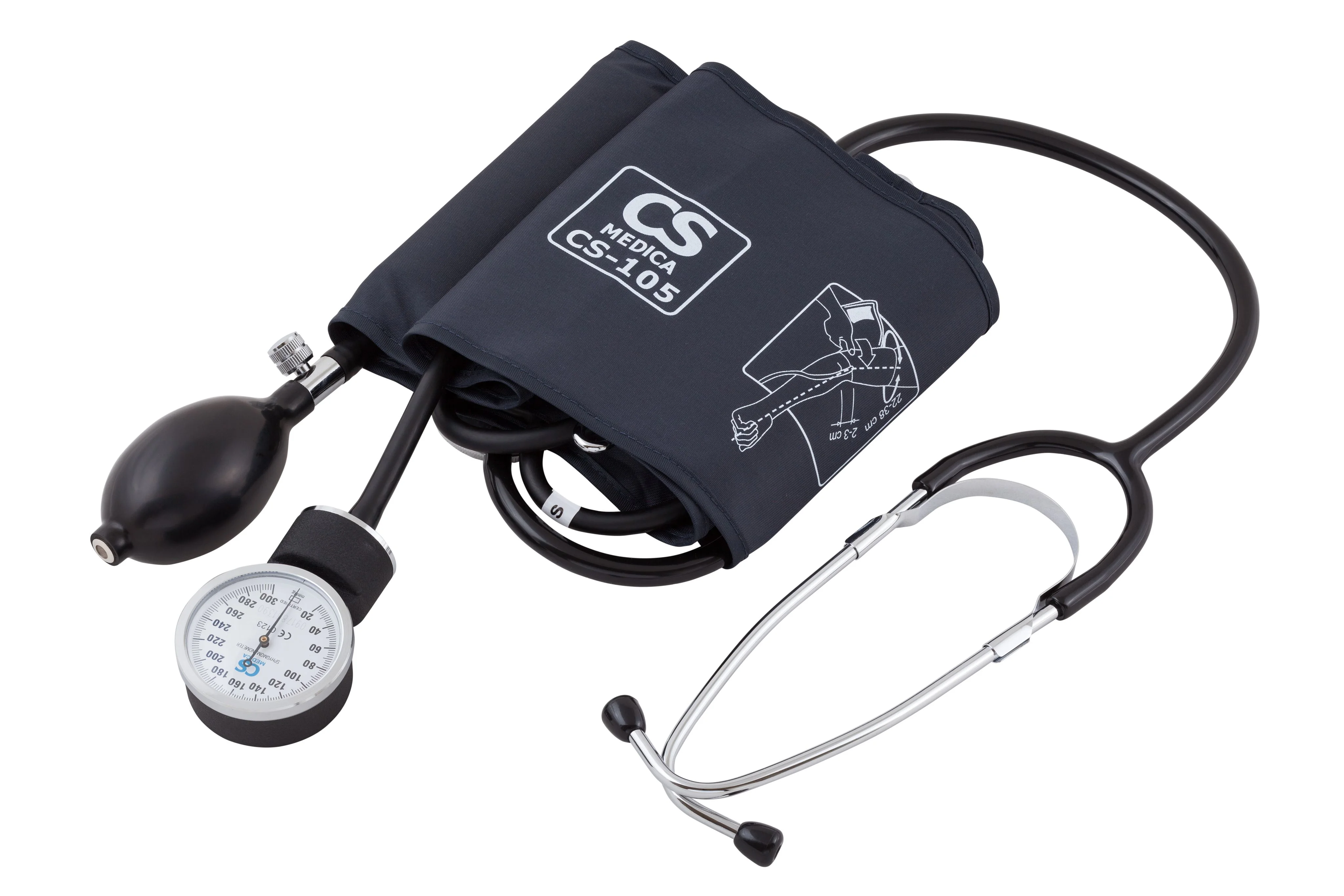 Тонометр CS Medica CS-117 (Со встроенным фонендоскопом манометр совмещен с грушей)