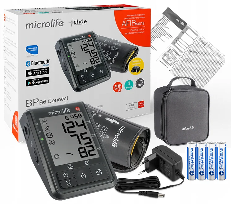 Тонометр Microlife BP B6 Connect с адаптером и опцией передачи данных через Bluetooth
