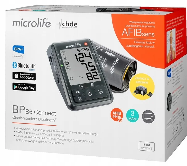 Тонометр Microlife BP B6 Connect с адаптером и опцией передачи данных через Bluetooth