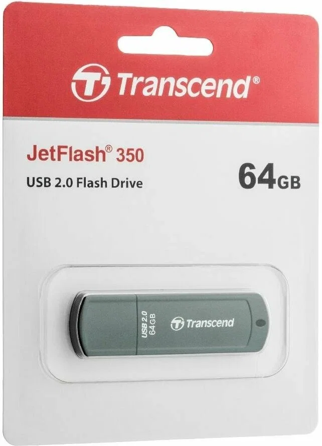 Флеш накопитель 64GB Transcend JetFlash 350, USB 2.0, Черный