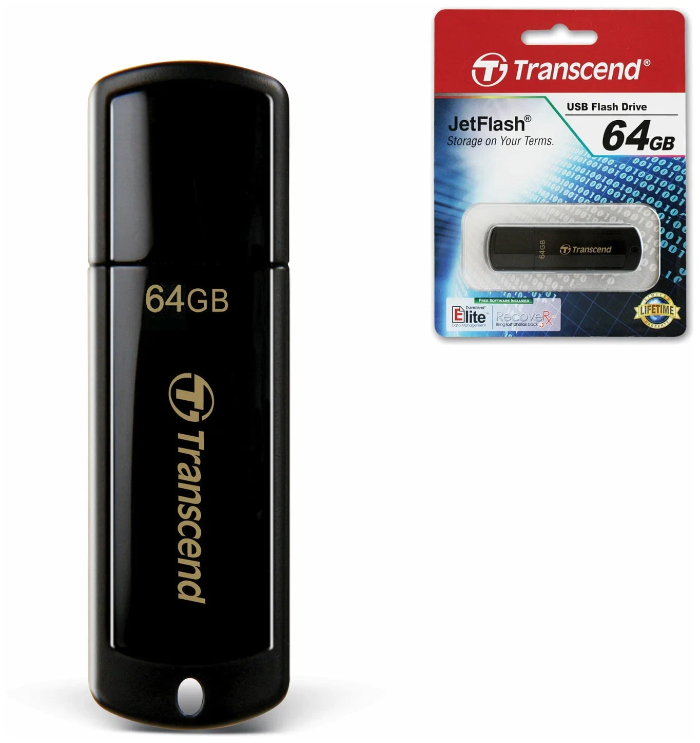 Флеш накопитель 64GB Transcend JetFlash 350, USB 2.0, Черный