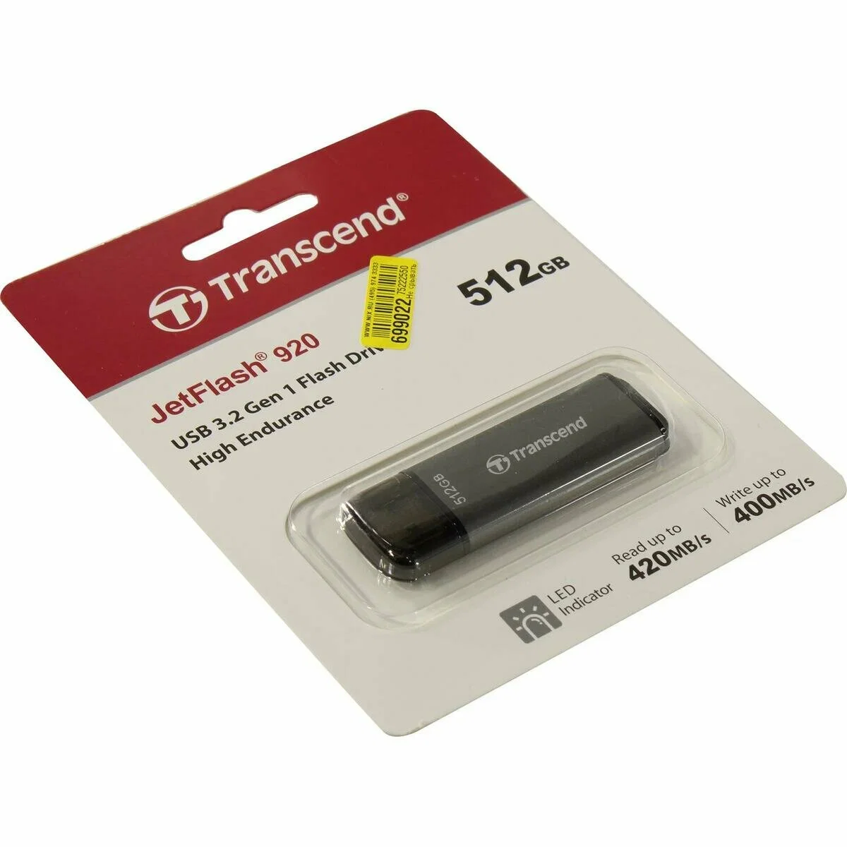 Флеш накопитель 512GB Transcend JetFlash 920, USB 3.2 Gen 1 [R/W - 420/400 MB/s]