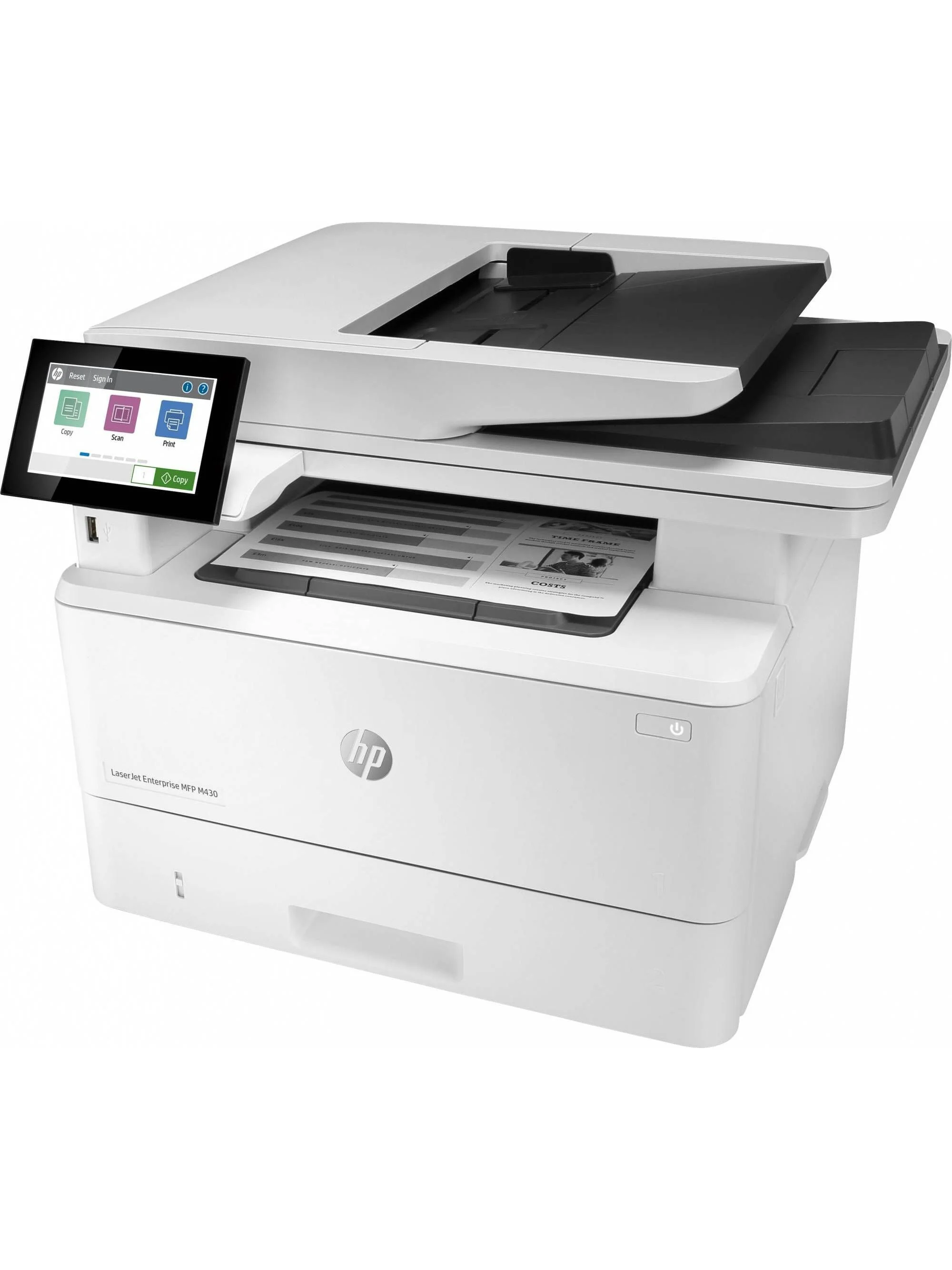 МФУ лазерное HP LaserJet Ent M430f MFP А4/чб/40 стр/дуплекс/однопр. АПД/Ethernet/факс/10.9 см экран
