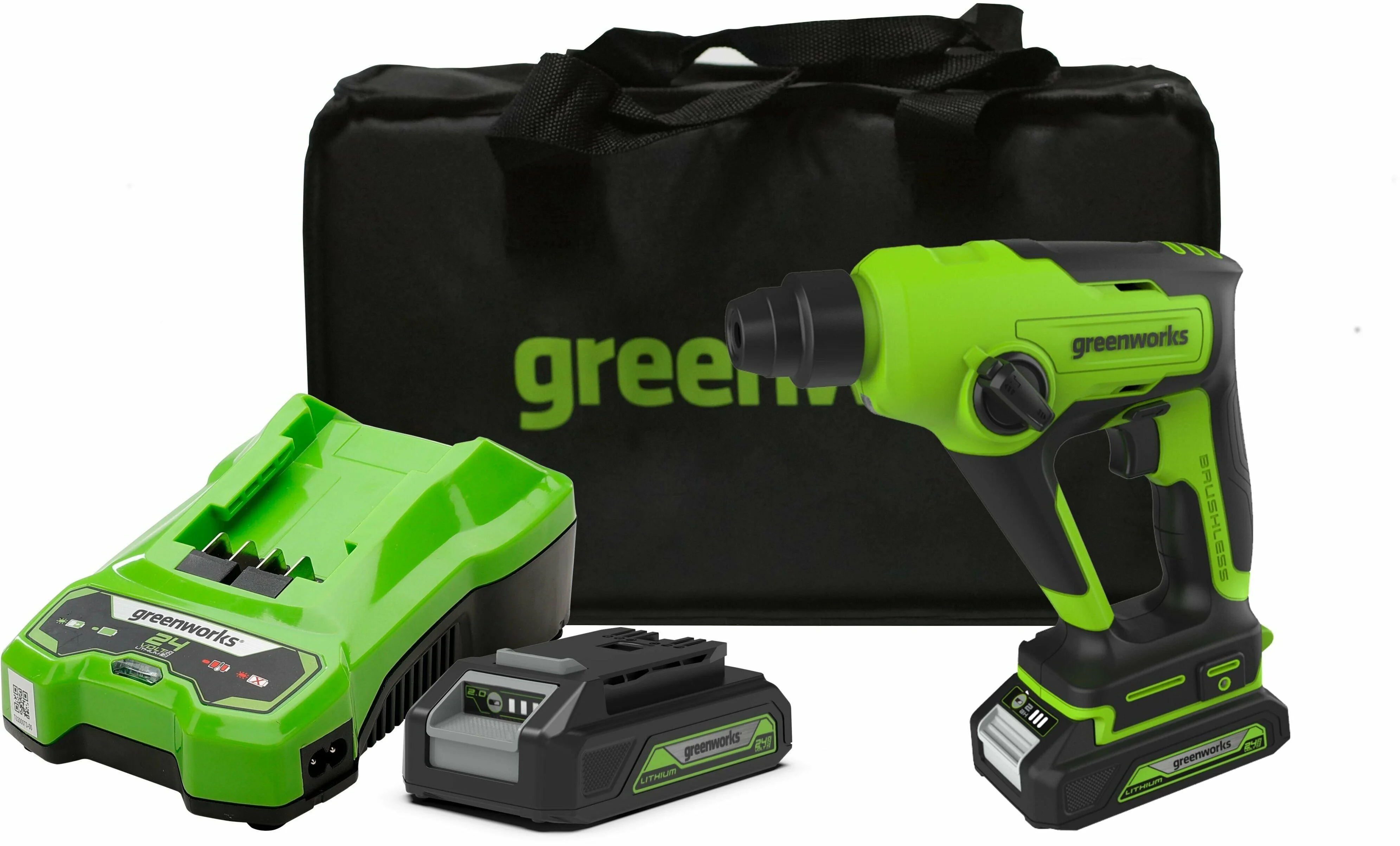 Перфоратор Greenworks GD24SDS1K2 патрон:SDS-plus уд.:1.2Дж аккум.