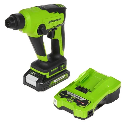 Перфоратор Greenworks GD24SDS1K2 патрон:SDS-plus уд.:1.2Дж аккум.