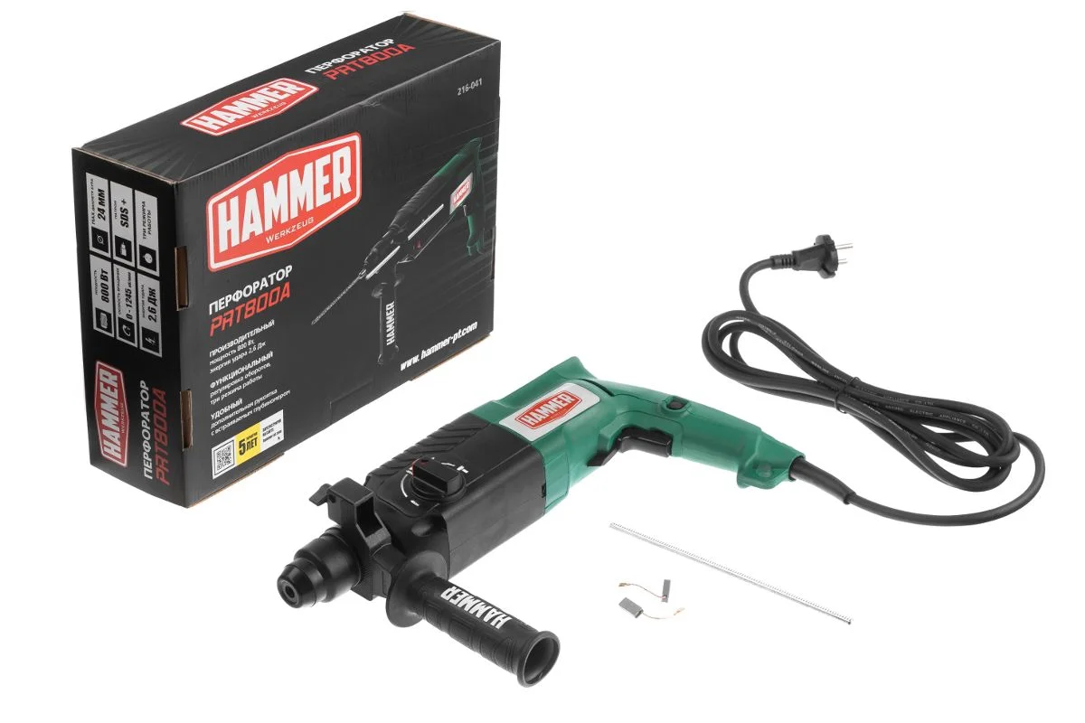 Перфоратор Hammer PRT800A патрон:SDS-plus уд.:2.6Дж 800Вт (кейс в комплекте)