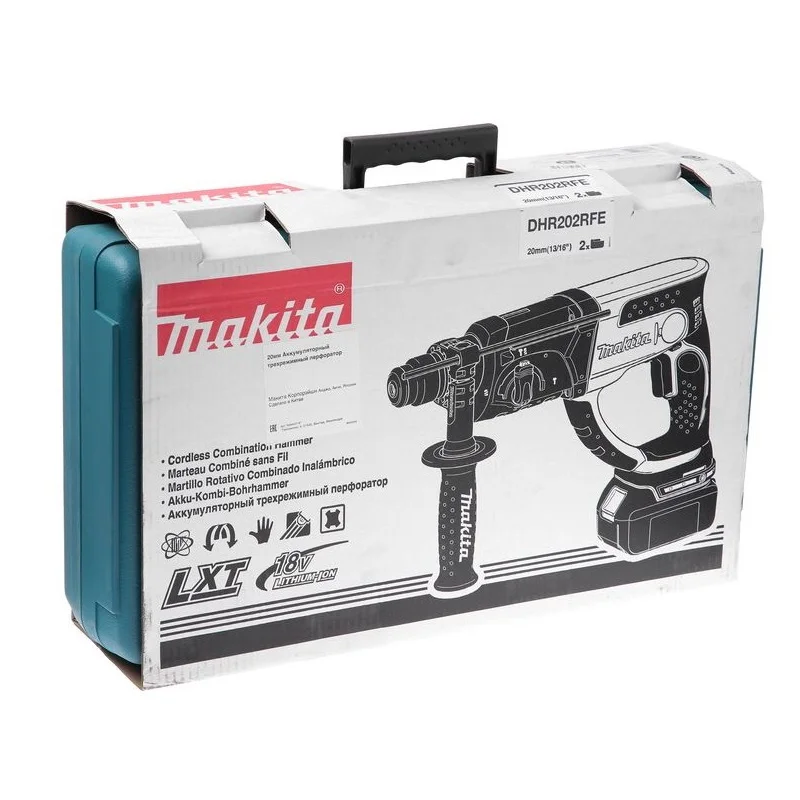 Перфоратор Makita DHR202RFE патрон:SDS-plus уд.:1.9Дж аккум. (кейс в комплекте)