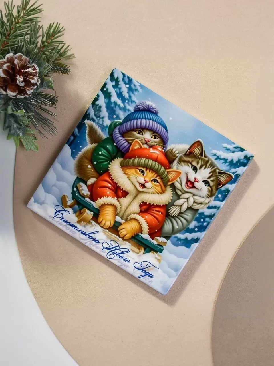 СП Подставка под горячее, керамика, квадратная, 16 см, Подарки, Y4-9239
