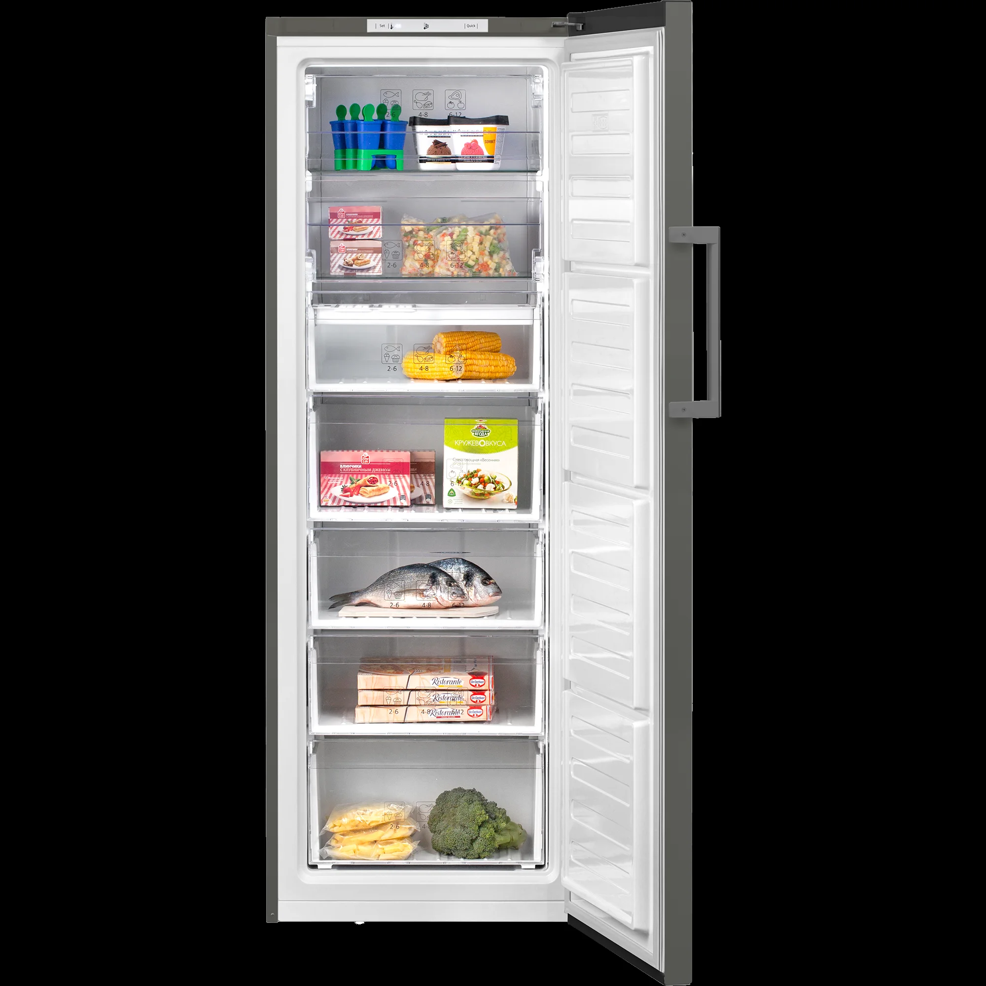 Морозилка Beko RFSK266T01G, серый, 240 л, 4 ящика