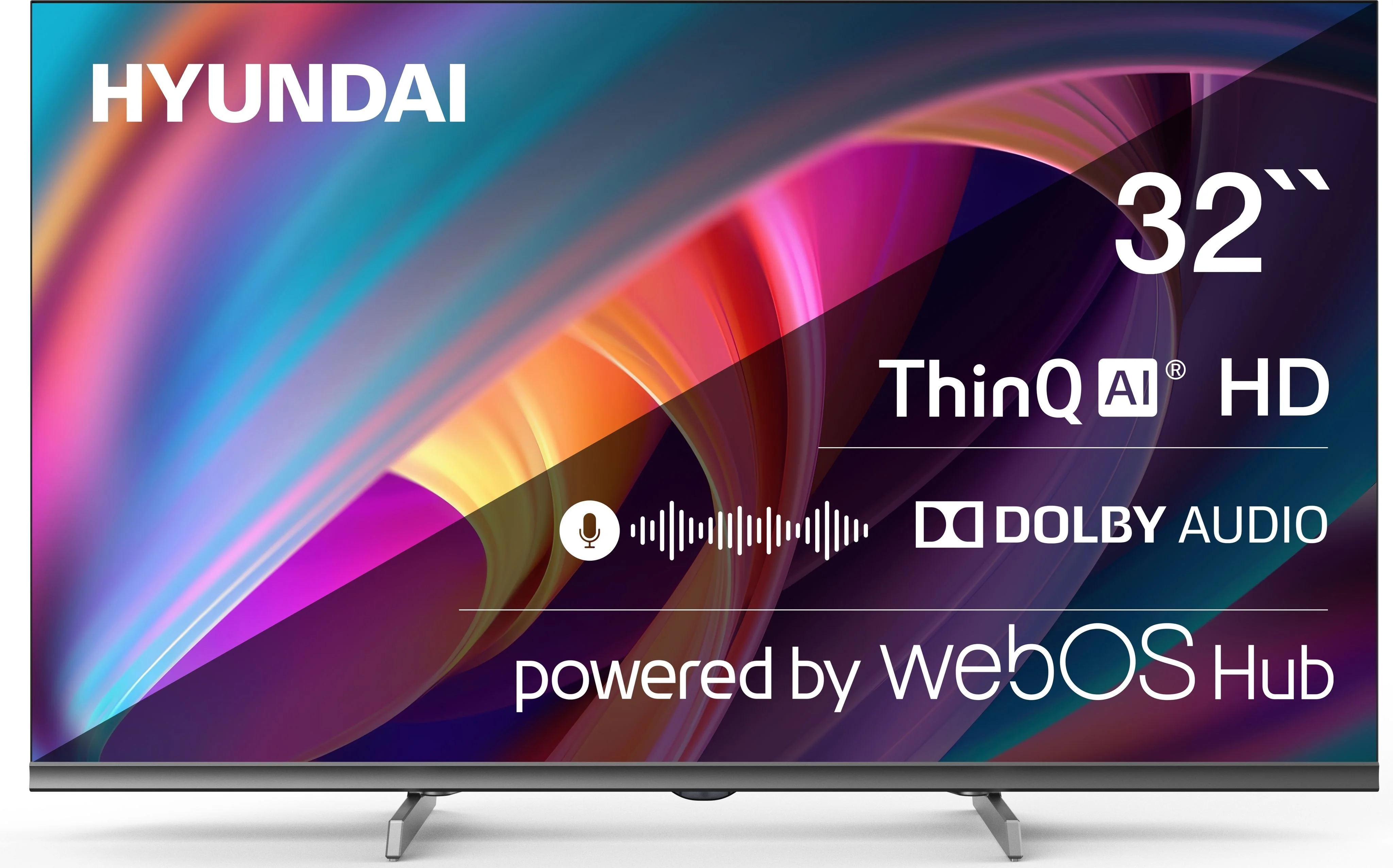 Телевизор LED 32" Hyundai H-LED32BS5100 Smart WebOS Frameless Metal черный/серый/HD/DVB-T/60Hz/DVB-T