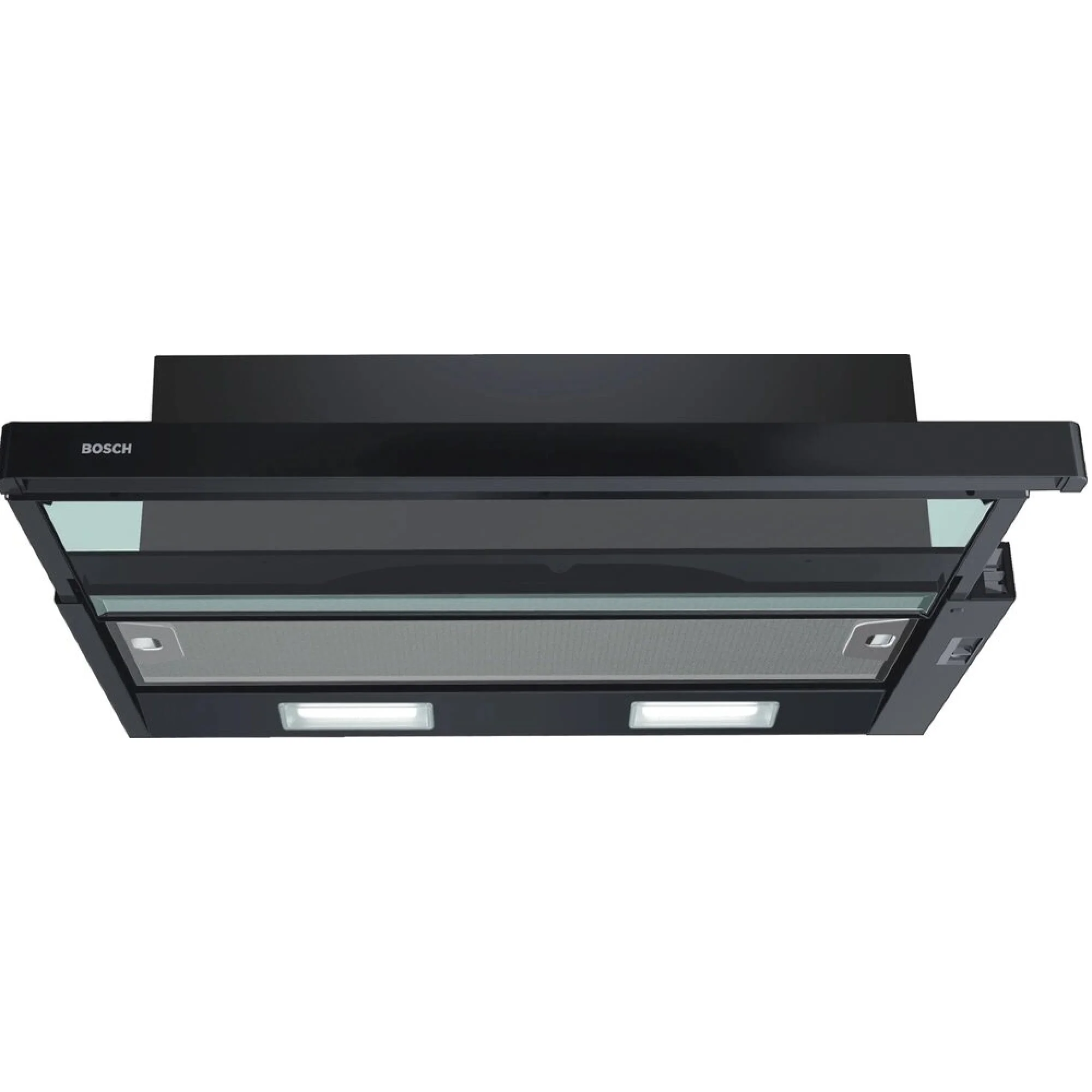 Встраивамая вытяжка Bosch Serie 2 DFT63CA60Q с выдвижным экраном, 60 см, черный, производительность до 300 м3/ч, режим отвода/циркуляции, 3 ступени мо