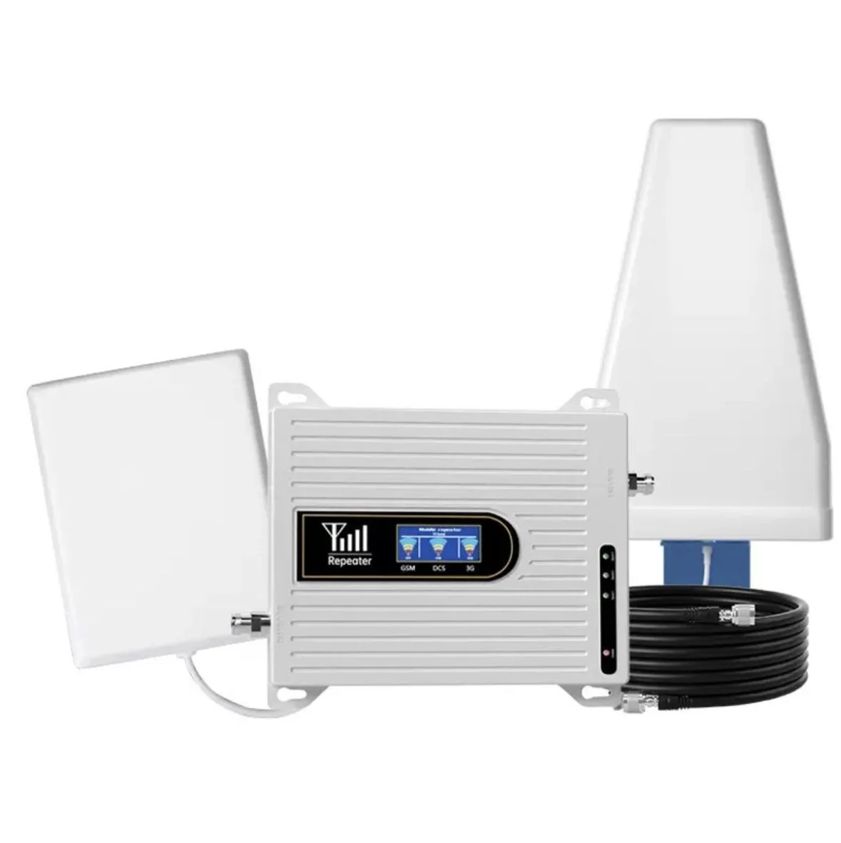 Комплект усиления сотовой и интернета, Репитер 2G/3G/4G (900/1800/2100МГц) до 300 кв.м. кабель 10 м.