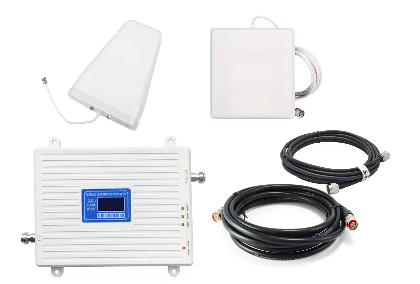 Комплект усиления сотовой и интернета, Репитер 2G/3G/4G (900/1800/2100МГц) до 300 кв.м. кабель 10 м.