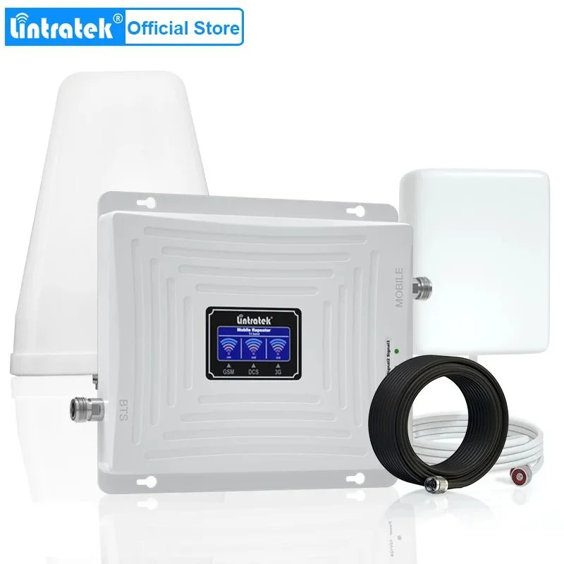 Комплект усиления сотовой связи GSM Lintratek (белый)3G+4G 900/1800/2100Mhz усил.65дБ+мощн.наруж 15м