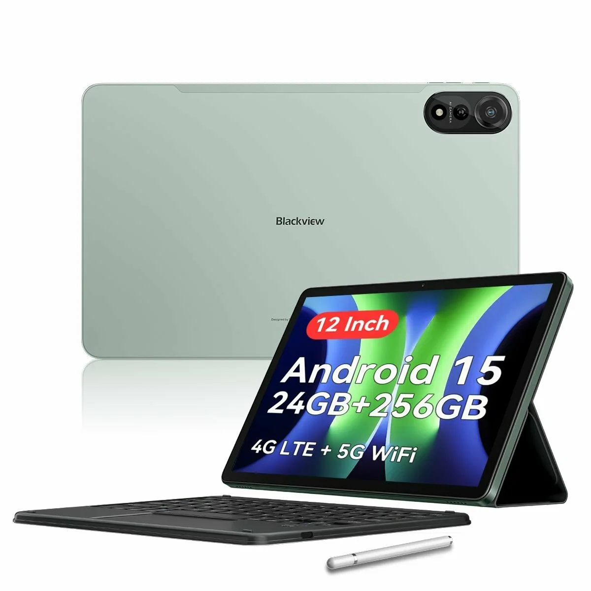 Планшет Blackview MEGA 2 12", 12Gb, 256Gb, GSM900, 3G, 4G LTE, Android 15, зеленый