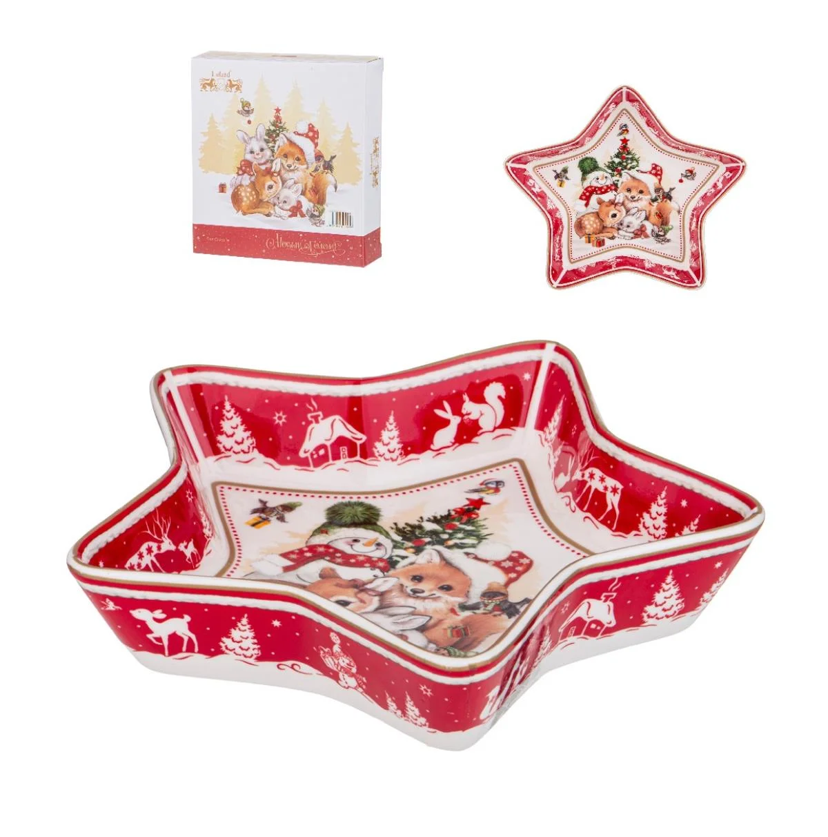 БЛЮДО LEFARD "С НОВЫМ ГОДОМ!" В ФОРМЕ ЗВЕЗДЫ 17,5*17,5*3,5 СМ КРАСНОЕ (КОР=36ШТ.)