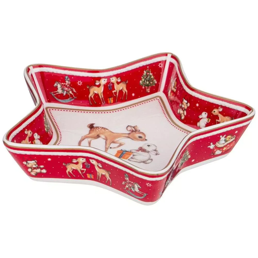 БЛЮДО LEFARD "С НОВЫМ ГОДОМ!" В ФОРМЕ ЗВЕЗДЫ 17,5*17,5*3,5 СМ КРАСНОЕ (КОР=36ШТ.)