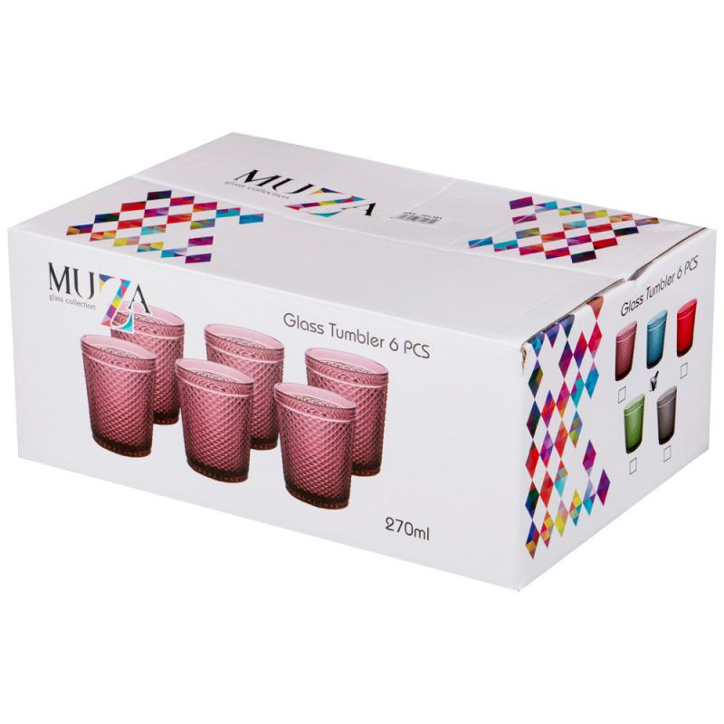 ARTI-M НАБОР СТАКАНОВ "ГРАНАТ" ИЗ 6ШТ. СЕРИЯ "MUZA COLOR" 280МЛ. / В=10 СМ (КОР=6НАБ.)