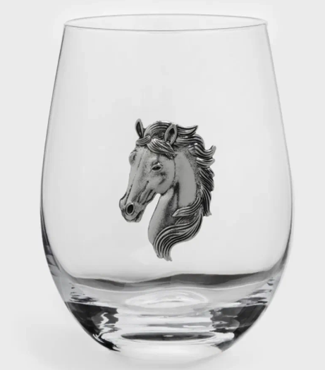 Стакан для виски, 10 см, 450 мл, стекло/металл, серебристый, Голова коня, Horse
