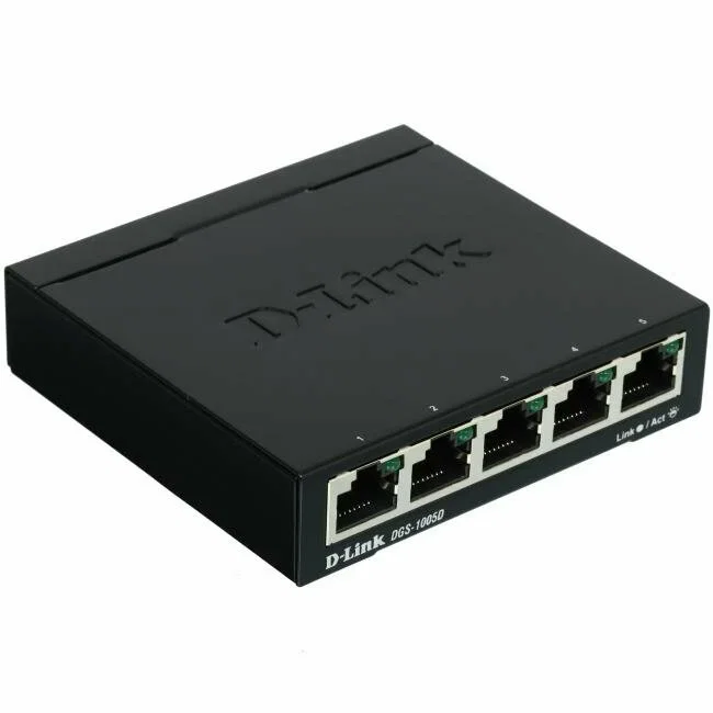 Коммутатор неуправляемый D-Link DGS-1005D/R1A с 5 портами 10/100/1000Base-T