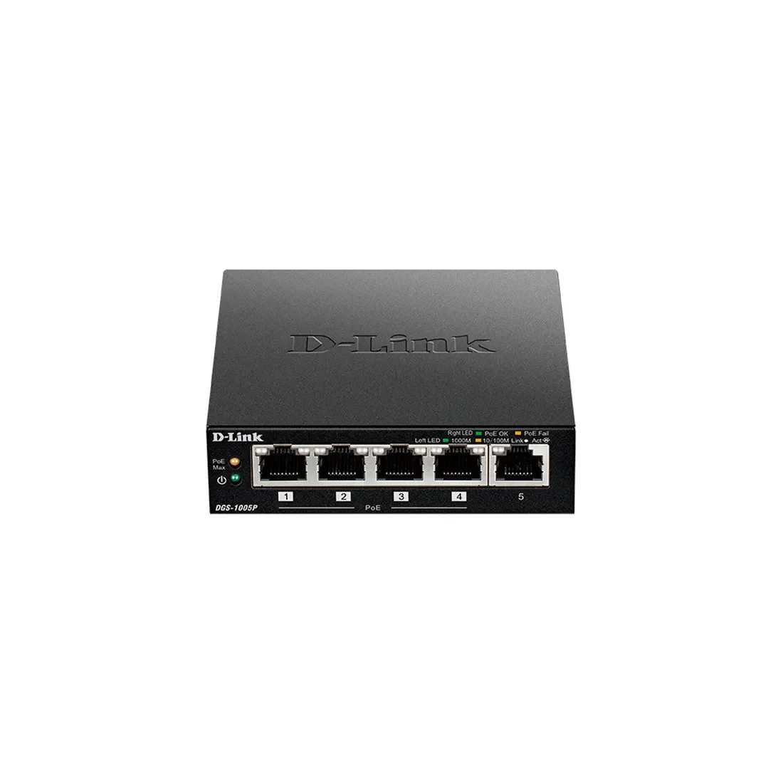 Коммутатор неуправляемый D-Link DGS-1005P/B3A с 5 портами 10/100/1000Base-T (4 порта PoE 802.3af/at, PoE-бюджет 60 Вт)