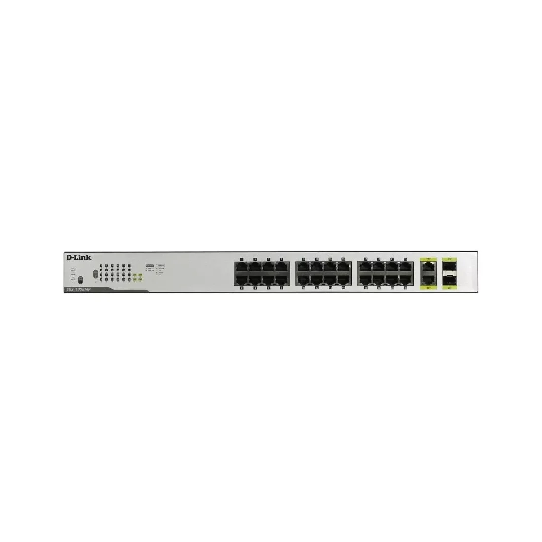 Коммутатор неуправляемый D-Link DGS-1026MP/B2A с 24 портами 10/100/1000Base-T, 2 комбо-портами 100/1000Base-T/SFP (24 порта PoE 802.3af/at, PoE-бюджет